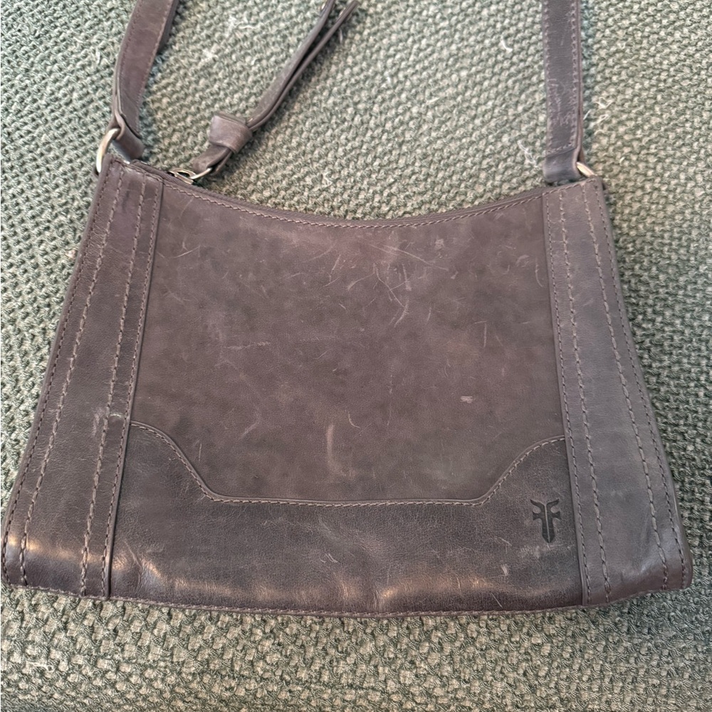 Frye Grey Leather Crossbody Bag